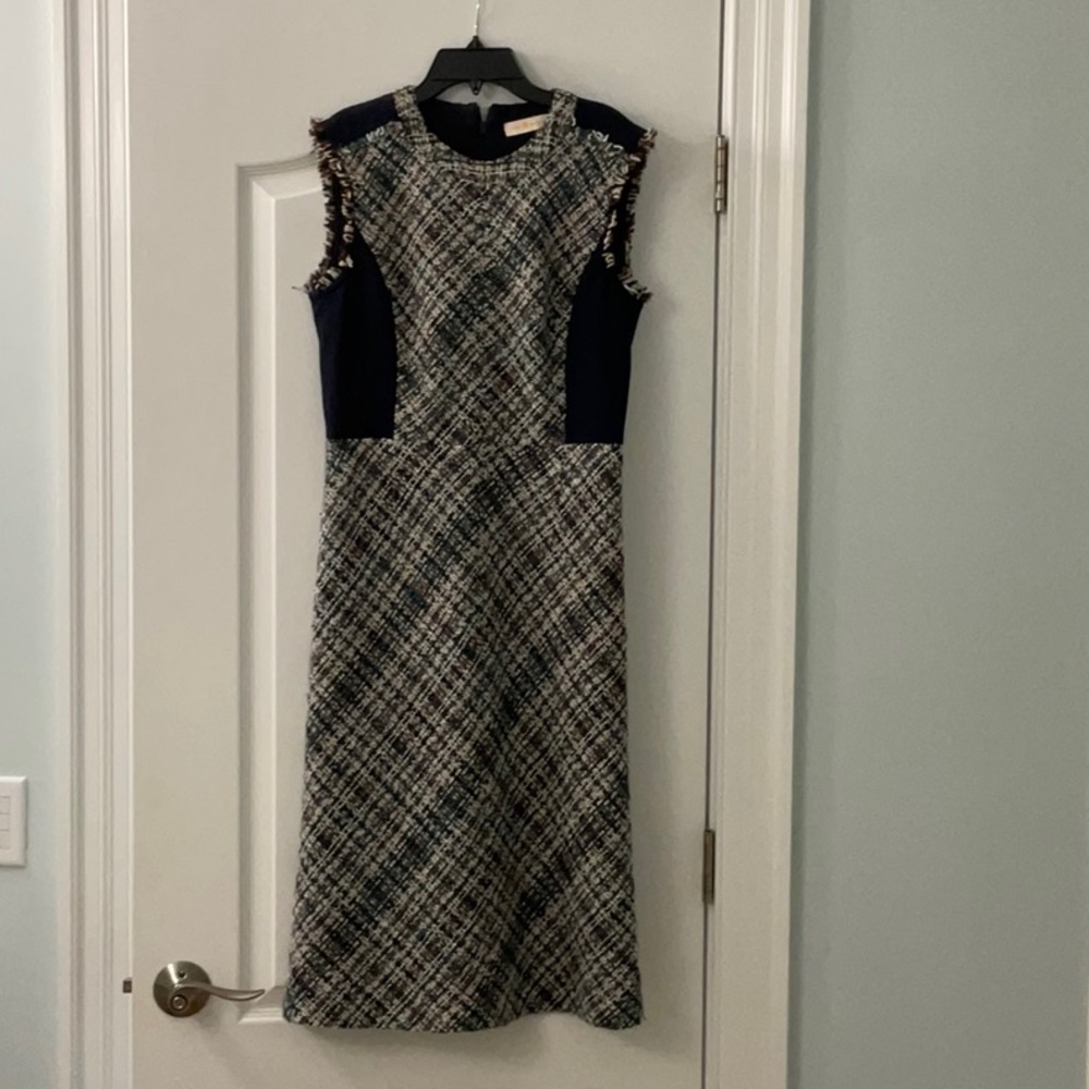 Tory Burch Black and White Sheath Midi Dress